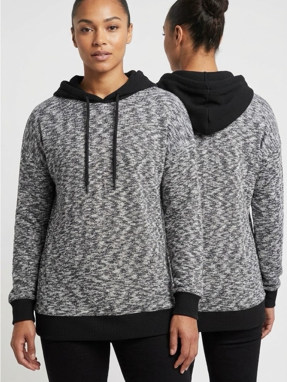 White Birch Cozy Gray Marled Hoodie Sweater